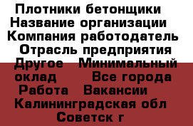 Плотники-бетонщики › Название организации ­ Компания-работодатель › Отрасль предприятия ­ Другое › Минимальный оклад ­ 1 - Все города Работа » Вакансии   . Калининградская обл.,Советск г.